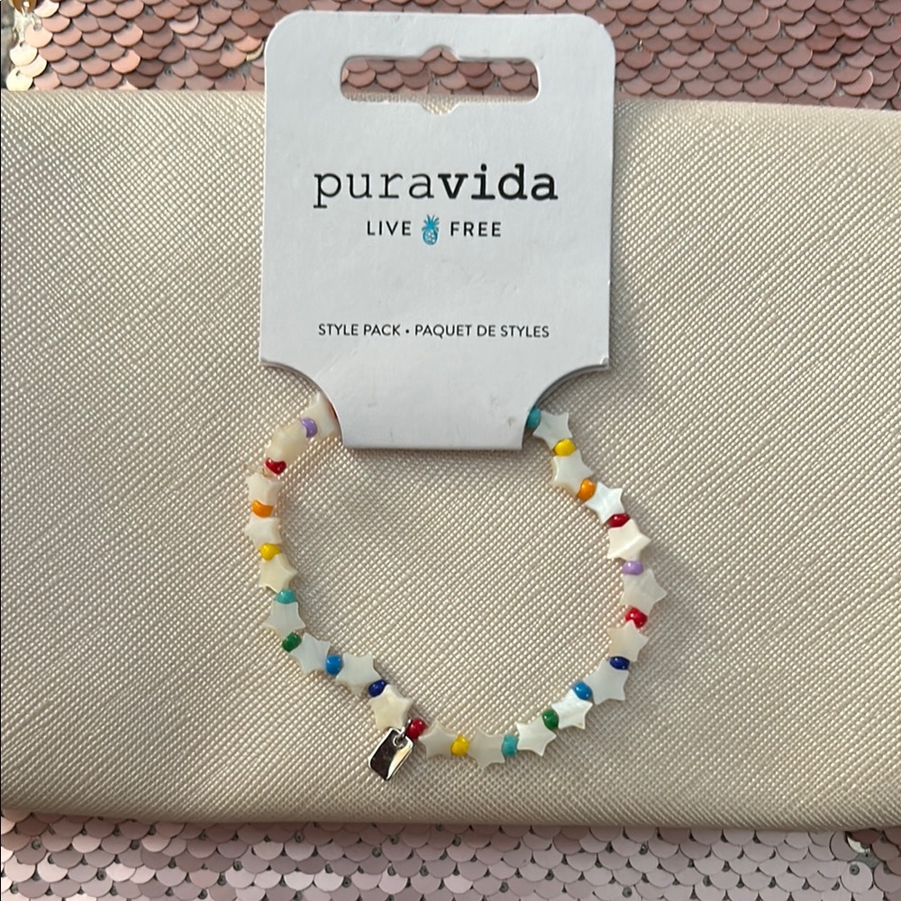Pura Vida White and Red Beaded Jewelry Bracelet